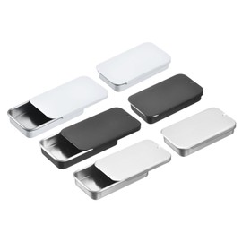 sourcing map 15 Pcs Metal Tin Box Container, 2.4x1.3x0.4 Inch Slide Top Tin Containers Empty Rectangular Storage Box Portable Mini Tin Case for Candy Cosmetic Crafts, 3 Color