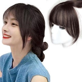 Bangs Wig, Human Hair Partial Wig, "Side is Nagame, Easy to Fit with Natural Hair" [ABIKILU (Avikiru)] (Black Brown)