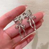 Yienate Funky Bow Ear Cuff Earrings Silver Statement Bow Tie