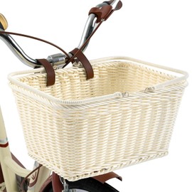 GRANNY SAYS Cesta de bicicleta, cesta de mimbre para bicicleta, cesta de bicicleta tejida a mano, cesta de mimbre desmontable para manillar delantero