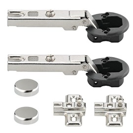 Gedotec 2 Glass Door Hinges Chrome Metal Hinge with Corner Stop for Glass Doors Crank 0 mm Chrome-Plated with Automatic Locking Mechanism with Mounting Plate and Cover Cap Glass Door Hinge