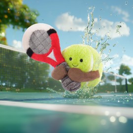 Apricot Lamb Tennis Ball Sport Plush Toys for Kids, Soft Cute Cuddly Toy for Baby Girls and Boys, Fluffy Tennis Green, 12 cm