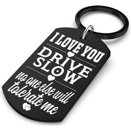 Allpeak Gifts for Boyfriend Husband - Novelty Men Accessories Keychains - Drive Slow No One Else Will Tolerate Me. Christmas White Elephant Gift, Mens Stocking Stuffers, Dad Gifts for Fathers Day