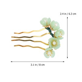 Lurrose Chinese Hair Chopstick Jade Hair Stick U Shaped Hair Fork Classical Hanfu Hair Decoration Chinese Traditional Style Flower Hairpin for Girl Women