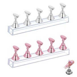 HAMKU Nail Stand, Acrylic Nail Stand Nail Practice Stand Magnetic Nail Tips Holder Nail Pressure Nail Stand Nail Tip Manicure Tool Nails Tips Holder for Nail Tips, Pack of 2, bronze