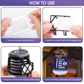 5 Lures Mosquito Attractant Bait Refill Cartridge with Hanging Hook for Bug Zappers, Fruit Fly Traps for Indoors Outdoor to Trap and Increase Catch Rates