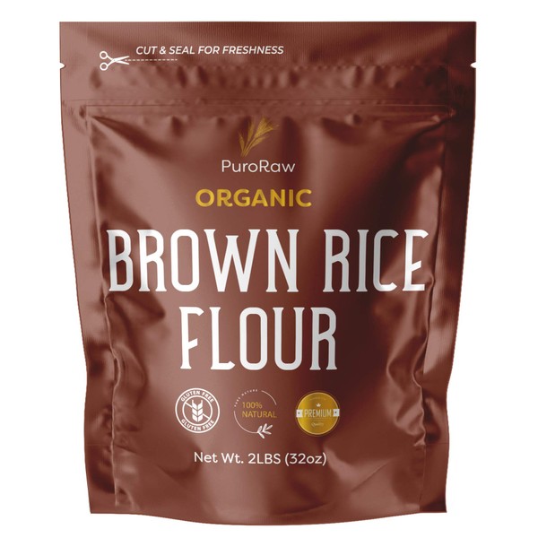 Brown Rice Flour, 2lb, Premium Brown Rice Flour Gluten Free, Rice Flour for Baking, Fine Brown Rice Flour Bulk, Superfine Rice Flour Tortillas,Natural, Non-GMO, Batch Tested, 2 Pound, From Canada.