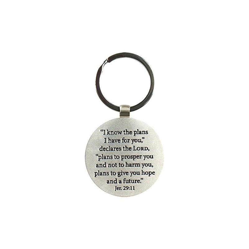 Christian Art Gifts Black Metal Keychain Accessory for Graduates with