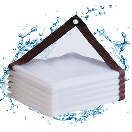 Tarpaulin – Waterproof – with Eyelets 2 x 3 m Transparent – Tarp, Transparent Tarp for Balcony, Wind Protection, Sandpit, Outdoor Garden Furniture, Transparent Tarpaulin for Rabbit Cage / Conservatory