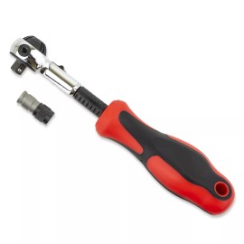 Tool Guy Republic 1/4" Drive Rotatable Head 100-Tooth Ratchet Handle with Included Hex Bit Adapter