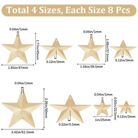 GORGECRAFT 32PCS Matte Gold Metal Star Decor Barn Star With Hole Iron Vintage Wall Arts Hanging Decors for Crafts House Christmas Independence Day Indoor Outdoor Diy Handmade Accent