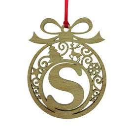 Laser cut Christmas tree bauble decoration: Letter S