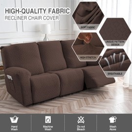 Gennia Waterproof Recliner Sofa Cover,Stretch Reclining Couch Covers with Pockets,Washable Lazy Boy Recliner Slipcovers,Leakproof Sofa Protector for Kids, Pets, Dog and Cat (1 Seat, Chocolate)