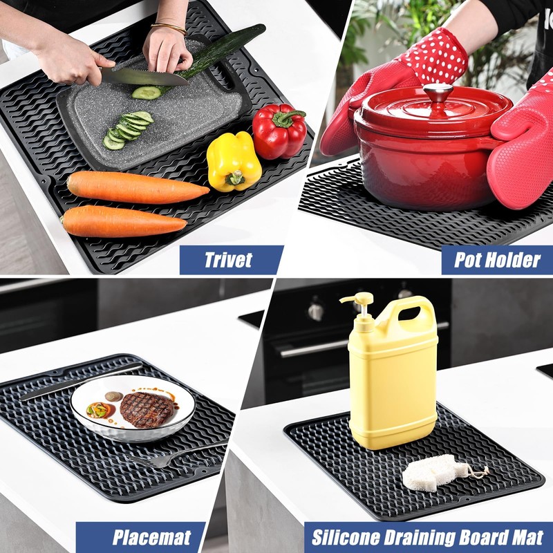 KitchenRaku Dish Drying Mat, Dish Drying Mat, Heat Resistant Non-Slip