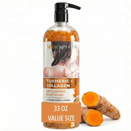 Lingtoolator s Turmeric  Collagen Exfoliating Body Wash, 33 oz, Brightening Body Scrub and Body Exfoliator, Sugar Scrub with Brown Sugar and Vitamin  
