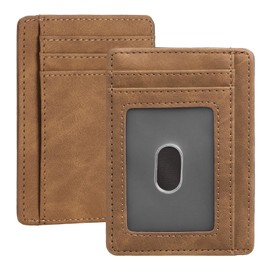 LOUEBICA Compact Slim Minimalist Front Pocket RFID Blocking Wallet for Men and Women Leather Card Holder Wallet