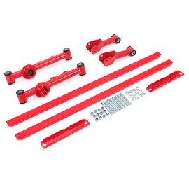 KUAFU Tubular Control Arms and Subframe Kit Rear Upper Lower Compatible with 1979-2004 Ford Mustang Cobras Steel Powder Coated- Red