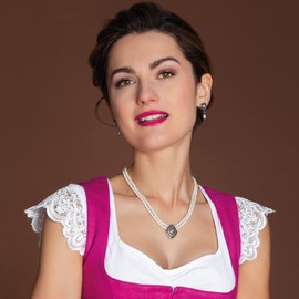 Alpenflüstern Melina DHK326 Women's Costume Jewellery Dirndl Necklace (Cream/White), Zinc, Pearl, pearls