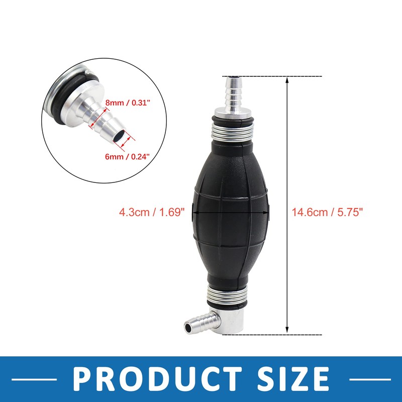 A ABSOPRO 8mm Hand Primer Gasoline Petrol Diesel Pump Black