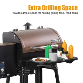 BBQ-PLUS Folding Front Shelf for Camp Chef 24" Pellet Grills,BBQ Grill Shelf Table Accessories for Camp Chef PGFS24,Black