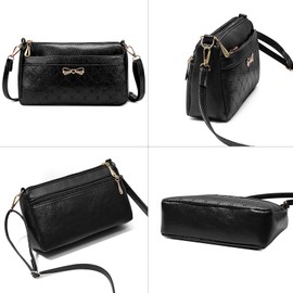 LassZone Small Crossbody Handbags for Women Soft Leather Crossbody Purse Wallet Multi Pocket Shoulder Bag with Adjustable Strap