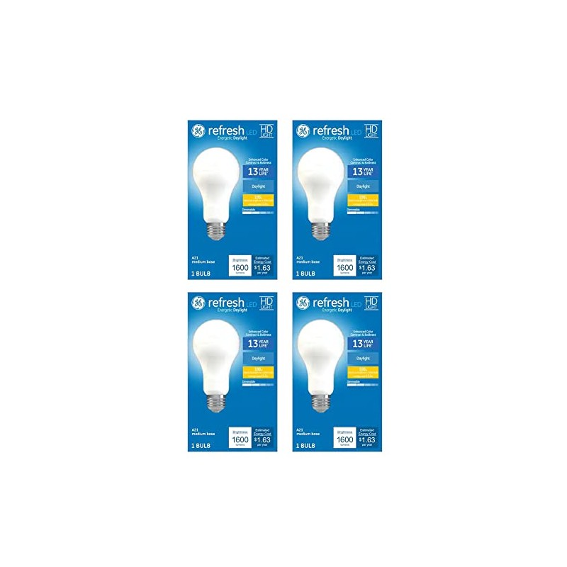(4 Bulbs) GE Refresh LED A21 1600 lumens, 100 watt