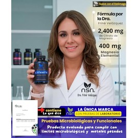 NSN | Citrato de Magnesio con Inulina de Agave | 400 mg Magnesio Elemental + Soporte Prebiótico | Alta Absorción Intestinal | Formulado por la Dra. Fr