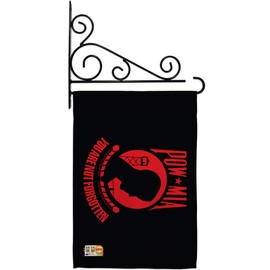 Service Red POW/MIA Garden Flag Set Wall Holder Armed Forces All Branches Support Honor United State American Military Veteran Small Gift Yard House Banner Double-Sided Made in USA 13 X 18.5
