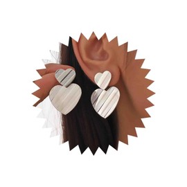 Atentuyi Punk Large Heart Earrings Gold Metal Textured Heart Earrings Large Heart Earrings Hammered Heart Indication Earrings Irregular Square Stud Earrings Jewellery for Women and Girls, Metal