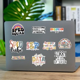 SODAVA [10Pcs, 3"x3"] SPED Teacher Stickers, Special Education IEP Inclusion Stickers for Laptop Water Bottle Notebook – Motivational Vinyl Decals for Teachers Educators Therapists Classroom Decor