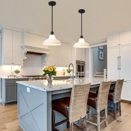 MEIJIA Milk Glass Pendant Lights Kitchen Island 2 Pack Dome Schoolhouse Pendant Light Fixture White Mid Century Modern Chandelier for Dining Room Bedroom Kitchen