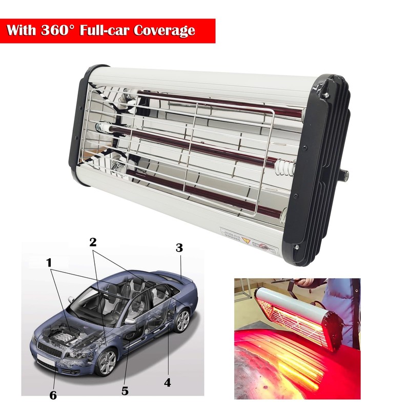 EQCOTWEA Handheld Infrared Paint Curing Lamp, 1200W Short-wave Infrared Paint