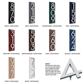 10 Color Options, Two Tone Powder Coated Aluminum Floating Modern 3" Number Vertical Address Plaque (3 digits), Manufactured by Address Number Store