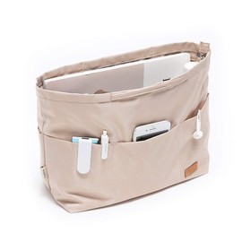 iN. Purse Organizer Insert with zipper Nylon fabric for women Handbags & Totebag beige Size: Large: 15.7"(Top)/12.2"(Bottom) L × 4.9"W × 10"H