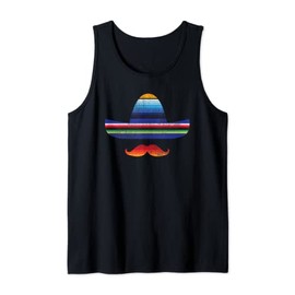 Cinco De Mayo Serape Blanket Inspired Sombrero Mustache Tank Top