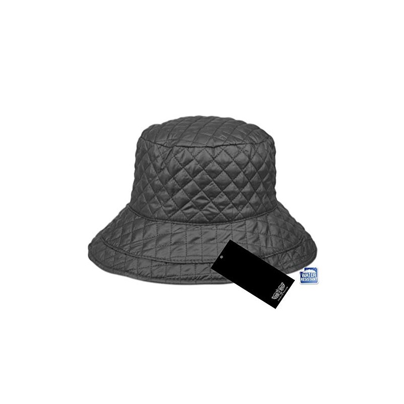 Foldable Water Repellent Quilted Rain Hat w/Adjustable Drawstring, Bucket Cap