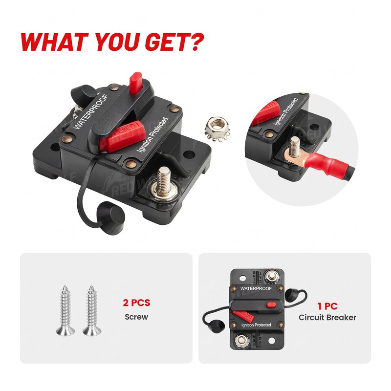 RED WOLF Waterproof 100Amp Circuit Breaker for Boat Trolling Motor