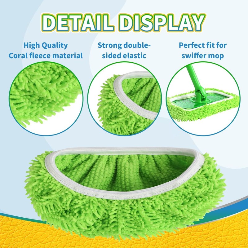 8PCS Reusable Microfiber Mop Pads Washable Wet Pads Compatible with