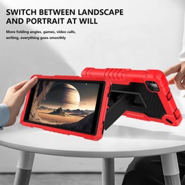 Doemoil Case for Vortex Tab 8 4G/Coopers CP80/NOVOJOY NVCP80/ATOZEE ATCP80/CUPEISI CP80 8 inch Tablets Hybrid Shockproof Firendly Case Built in Kickstand Shoulder Strap (Red/Black)