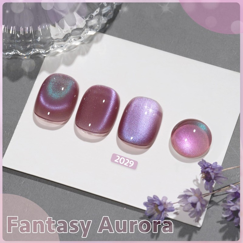 GAOY Cat Eye Gel Nail Polish, 16ml Glitter Holographic Nail