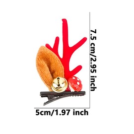 Christmas Hair Accessories, 2 Pairs Christmas Hair Clips, Reindeer Antlers Ears Hair Accessories Bells Headdress Hairpins Decorative for Women Girls Christmas Party Headpiece.