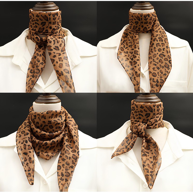 Eohak Women-Leopard-Print-Scarf Lightweight Chiffon Square Scarfs for Spring Summer Season