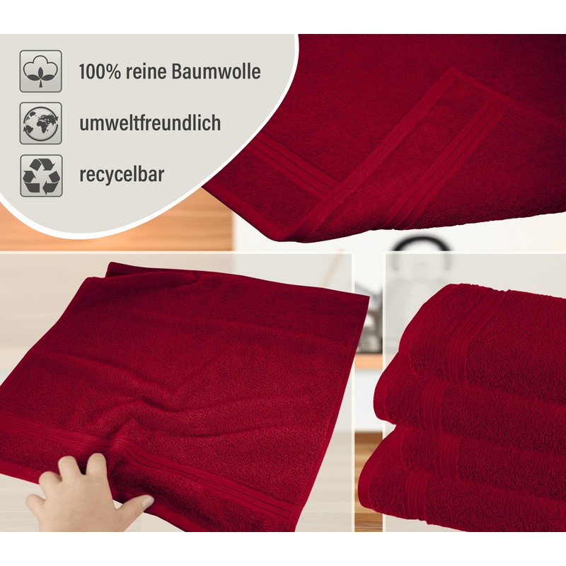 Lashuma Absorbent Dry Towels Ruby Modern Terry Towelling Towels 50
