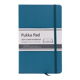 Pukka Pad, Soft Cover Notebook – 192 Pages of 80GSM Acid-Free Quality Lined Paper – Vegan Leather Cover with Inner Pocket for Loose Pages, Ribbon Bookmark, and Elasticated Closure – 130 x 210mm, Teal
