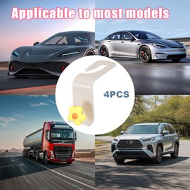 KHGUZ 4 PCS Car Headrest Hook, Multifunctional Flower Vehicle Seat Back Storage Hook, Cute Automotive Seatback Organizer Hanger for Purse Grocery Bag Handbag, Universal Fit (Beige/Yellow)