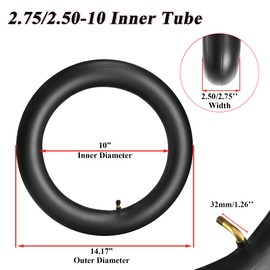 Universal 2.50/2.75-10 Dirt Bike Replacement Inner Tubes with Bend Valve TR87 Schrader Tire Repair Tools Heavy Duty Compatible with Electric Scooters CRF50 XR50 MX650 MX500 DRZ70 JR50, 2Pcs