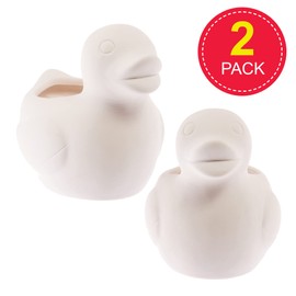 Baker Ross FX570 Duck Ceramic Flowerpots - Box of 2, Paint Your Own Plant Pot