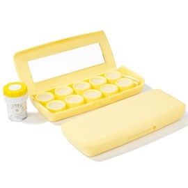 Esdallina 1Pcs Contact Lens Travel Case with Cleaner Portable Contact Box with Mirror Tweezers (Yellow)