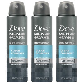 Dove Men + Care Dry Spray Antiperspirant, Clean Comfort 3.8 oz (Pack of 3)