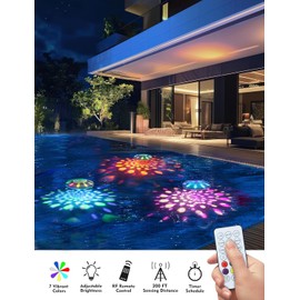 Floating Pool Lights with Remote, Changing Multicolor Pool Lights, IP68 Waterproof (2 Pack)